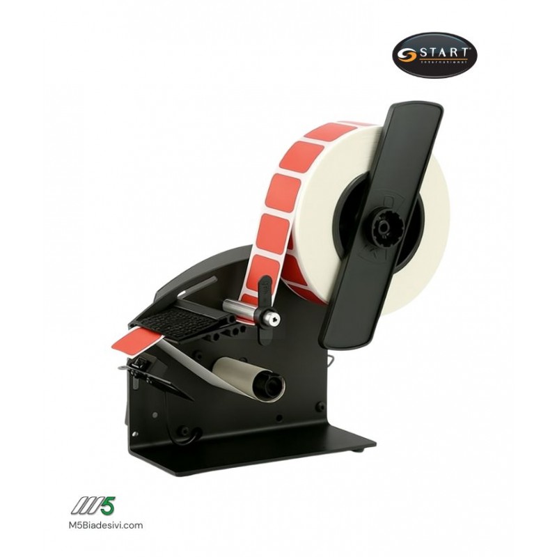 Dispenser di etichette biadesivi LD 3000 di Start International mentre eroga fustellati VHB